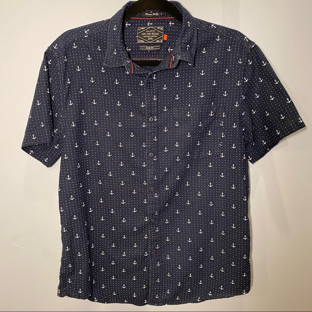 Nautical Men’s Short Sleeve Button Down Shirt
